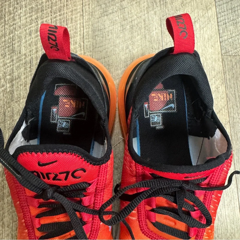 Nike Air Max 270 "Sunset" University Red Gold Sneakers Men's Size 9 - Picture 8 of 9